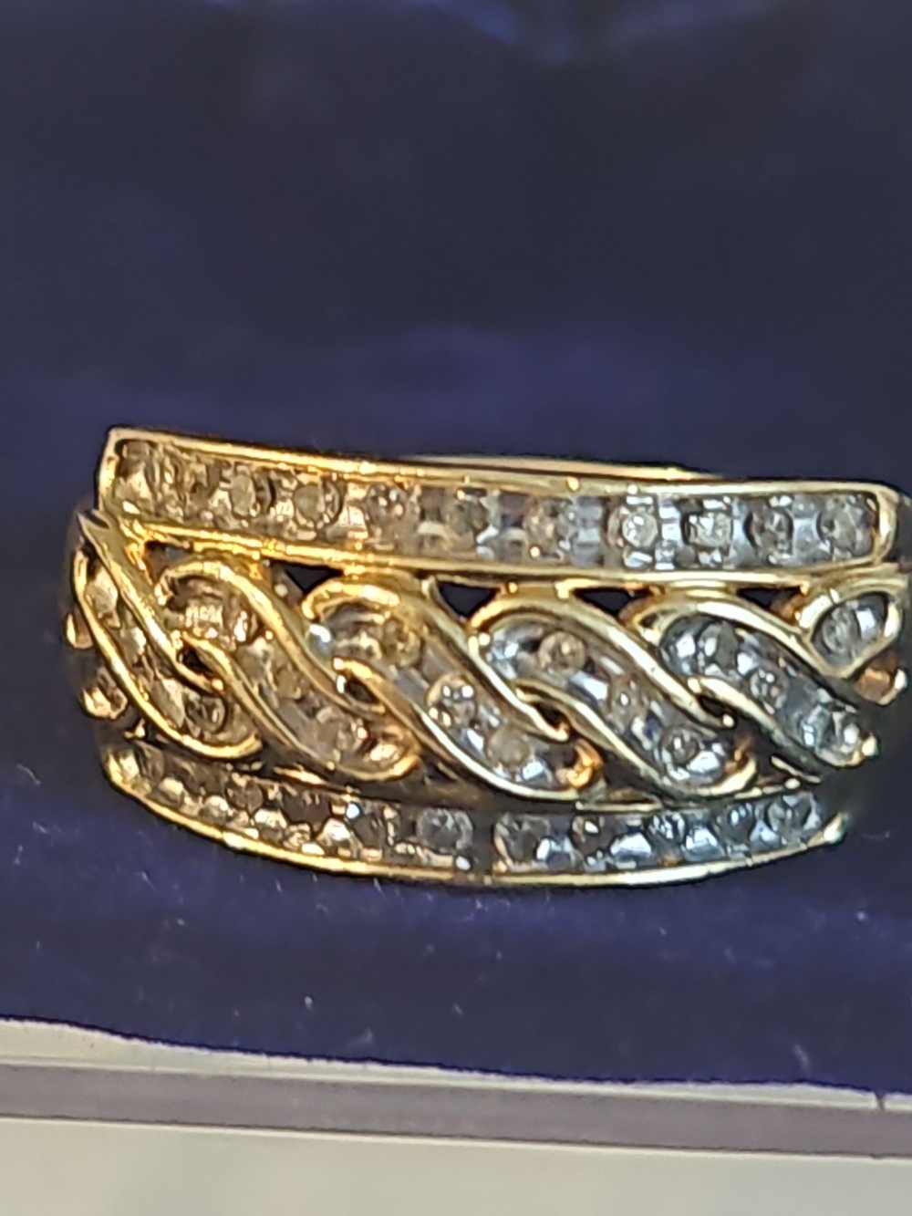 Vintage 10K Yellow Gold 1/2 CTW Diamond Woven Statement Band Ring- 7.44g
